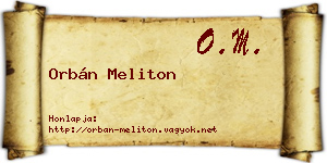 Orbán Meliton névjegykártya